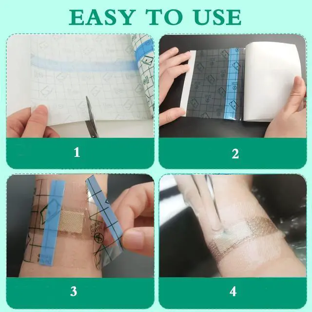 Alt view image 4 of 6 - Transparent Stretch Adhesive Bandage, Waterproof Clear Film Dressing Bandages, Adhesive Bandages Shower Shield Dressing Tape for Tattoos Swimming Showering (2 Inch x 10.94 Yard)