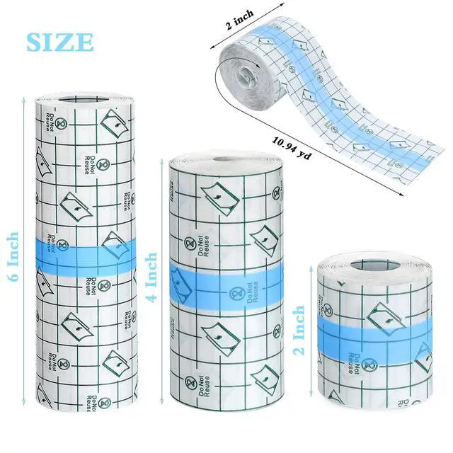 Alt view image 2 of 6 - Transparent Stretch Adhesive Bandage, Waterproof Clear Film Dressing Bandages, Adhesive Bandages Shower Shield Dressing Tape for Tattoos Swimming Showering (2 Inch x 10.94 Yard)