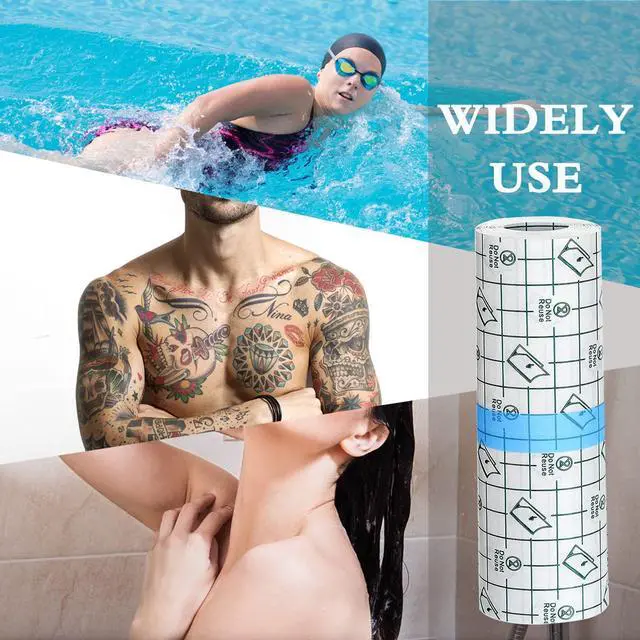 Alt view image 6 of 6 - Transparent Stretch Adhesive Bandage, Waterproof Clear Film Dressing Bandages, Adhesive Bandages Shower Shield Dressing Tape for Tattoos Swimming Showering (2 Inch x 10.94 Yard)
