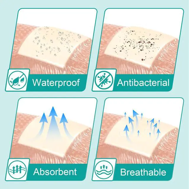 Alt view image 4 of 7 - Silicone Foam Dressing4''*4" 10 Packs, Large Waterproof Bandages for Sensitive Skin Wound Care, Protects Sensitive Skin, Waterproof, Covers and Protects Wounds