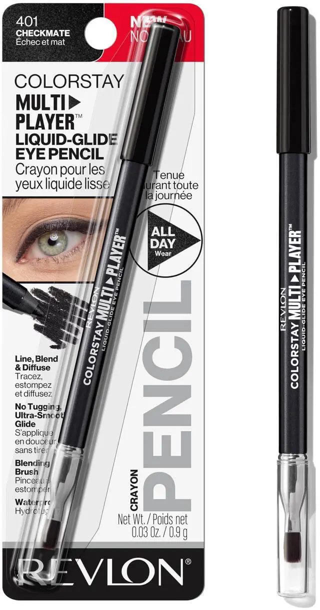 Main image of ColorStay Multiplayer Liquid-Glide Eye Pencil, Multi-Use Makeup With Blending Brush, Blends Then Sets, Creamy Texture, Waterproof, Smudge-proof, Longwearing, 401 Checkmate, 0.03 Oz