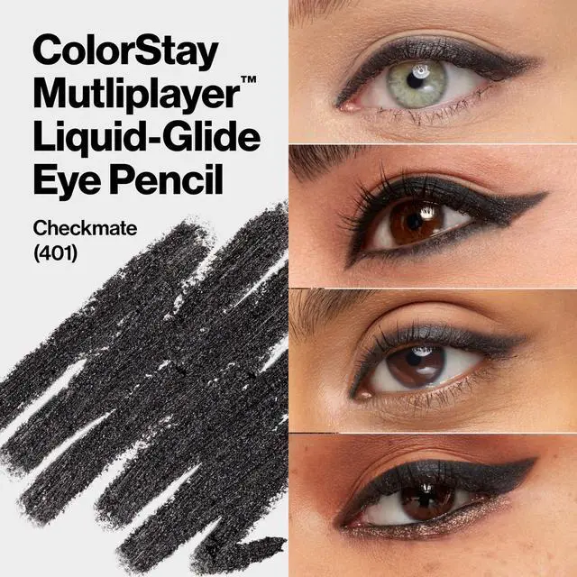 Alt view image 3 of 7 - ColorStay Multiplayer Liquid-Glide Eye Pencil, Multi-Use Makeup With Blending Brush, Blends Then Sets, Creamy Texture, Waterproof, Smudge-proof, Longwearing, 401 Checkmate, 0.03 Oz