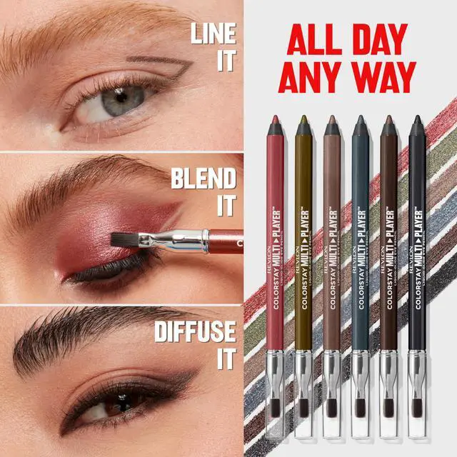 Alt view image 6 of 7 - ColorStay Multiplayer Liquid-Glide Eye Pencil, Multi-Use Makeup With Blending Brush, Blends Then Sets, Creamy Texture, Waterproof, Smudge-proof, Longwearing, 401 Checkmate, 0.03 Oz