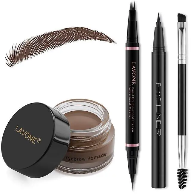Main image of Eyebrow Pen Makeup Kit, with Waterproof Eyebrow Pencil, Eyeliner, Pomade, and Brow Brush, Smudge-Proof and Long Lasting, Create Full and Natural Brows, Dark Brown