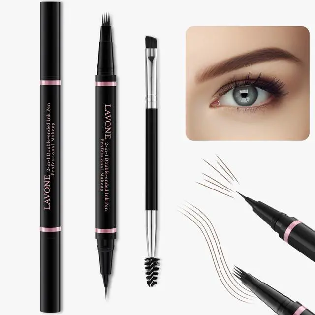 Alt view image 2 of 7 - Eyebrow Pen Makeup Kit, with Waterproof Eyebrow Pencil, Eyeliner, Pomade, and Brow Brush, Smudge-Proof and Long Lasting, Create Full and Natural Brows, Dark Brown