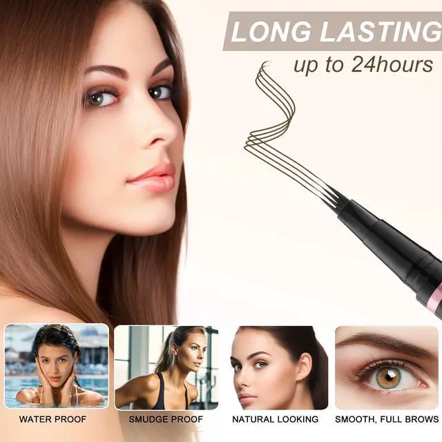 Alt view image 4 of 7 - Eyebrow Pen Makeup Kit, with Waterproof Eyebrow Pencil, Eyeliner, Pomade, and Brow Brush, Smudge-Proof and Long Lasting, Create Full and Natural Brows, Dark Brown