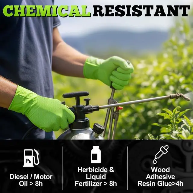 Alt view image 5 of 7 - Heavy Duty Green Industrial Nitrile Gloves, 8-mil, Medium, Box of 50, Latex Free, Raised Diamond Texture Grip, Powder Free, Food Safe, Rubber Gloves, Mechanic Gloves