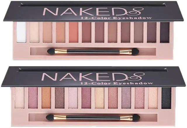 Main image of 2 Pack 12 Colors Makeup Nude Colors Eyeshadow Palette Natural Nude Matte Shimmer Glitter Pigment Eye Shadow Pallete Set Waterproof Smokey Professional Beauty Makeup Kit (2 PCS)