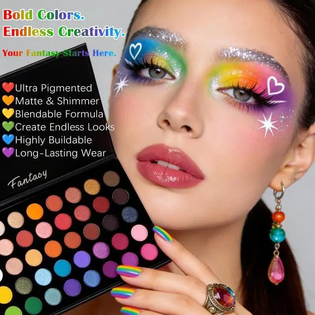 Alt view image 4 of 7 - Highly Pigmented Eye Makeup Palette, Matte Shimmer Metallic Eyeshadow Pallet Long Lasting Blendable Natural Colors Make Up Eye Shadows Cosmetics Gift Kit