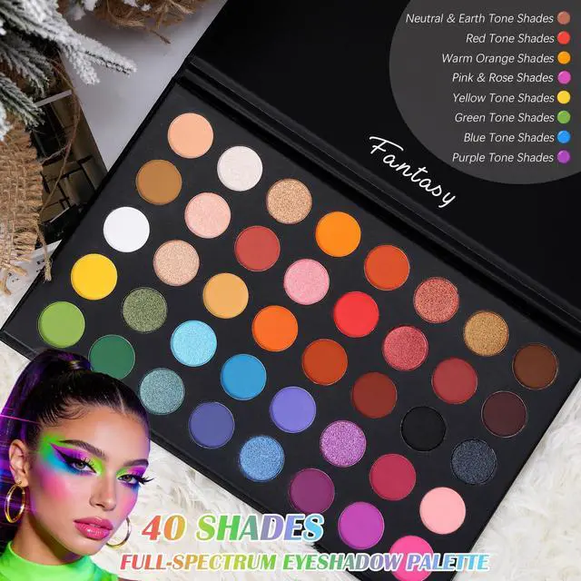 Alt view image 2 of 7 - Highly Pigmented Eye Makeup Palette, Matte Shimmer Metallic Eyeshadow Pallet Long Lasting Blendable Natural Colors Make Up Eye Shadows Cosmetics Gift Kit