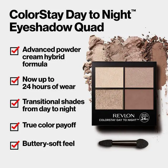 Alt view image 3 of 7 - ColorStay Day to Night Eyeshadow Quad, Longwear Shadow Palette with Transitional Shades and Buttery Soft Feel, Crease & Smudge Proof, 530 Seductive, 0.16 Oz