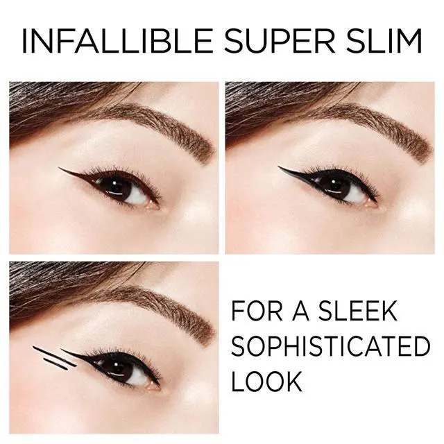 Alt view image 5 of 7 - Makeup Infallible Super Slim Long-Lasting Liquid Eyeliner, Ultra-Fine Felt Tip, Quick Drying Formula, Glides on Smoothly, Black, Pack of 1