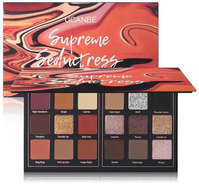Main image of Matte Eyeshadow Palette Pro 18 Colors Pigmented Shimmer Glitter Eye Shadow Palette, Long Lasting Waterproof Dark Smokey Powder Cosmetics Pallet Halloween Valentine Gift Makeup Kit (01# Seductress)