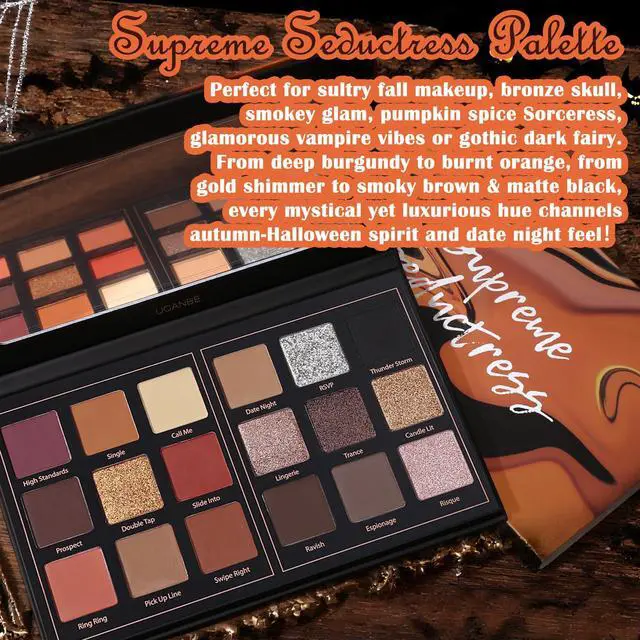 Alt view image 6 of 7 - Matte Eyeshadow Palette Pro 18 Colors Pigmented Shimmer Glitter Eye Shadow Palette, Long Lasting Waterproof Dark Smokey Powder Cosmetics Pallet Halloween Valentine Gift Makeup Kit (01# Seductress)