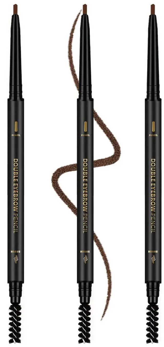 Main image of 3Pcs Waterproof Eyebrow Pencil Dark Brown, Premium Eye Brow Pencil Brn with Spoolie Brush, Longwearing for Perfect Brows, Professional, Precision, Defines, Double-ended Eyebrow Pen for Women, O'CHEAL