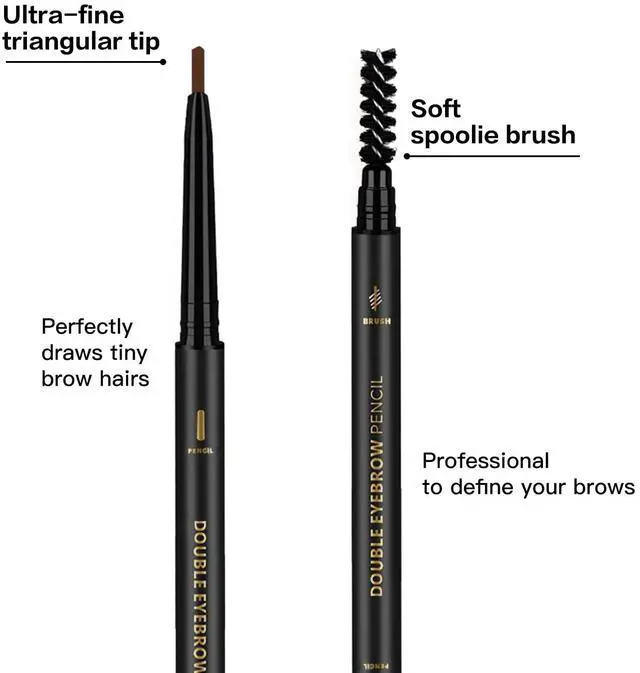 Alt view image 4 of 7 - 3Pcs Waterproof Eyebrow Pencil Dark Brown, Premium Eye Brow Pencil Brn with Spoolie Brush, Longwearing for Perfect Brows, Professional, Precision, Defines, Double-ended Eyebrow Pen for Women, O'CHEAL