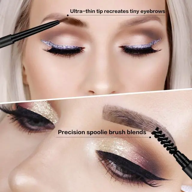 Alt view image 5 of 7 - 3Pcs Waterproof Eyebrow Pencil Dark Brown, Premium Eye Brow Pencil Brn with Spoolie Brush, Longwearing for Perfect Brows, Professional, Precision, Defines, Double-ended Eyebrow Pen for Women, O'CHEAL