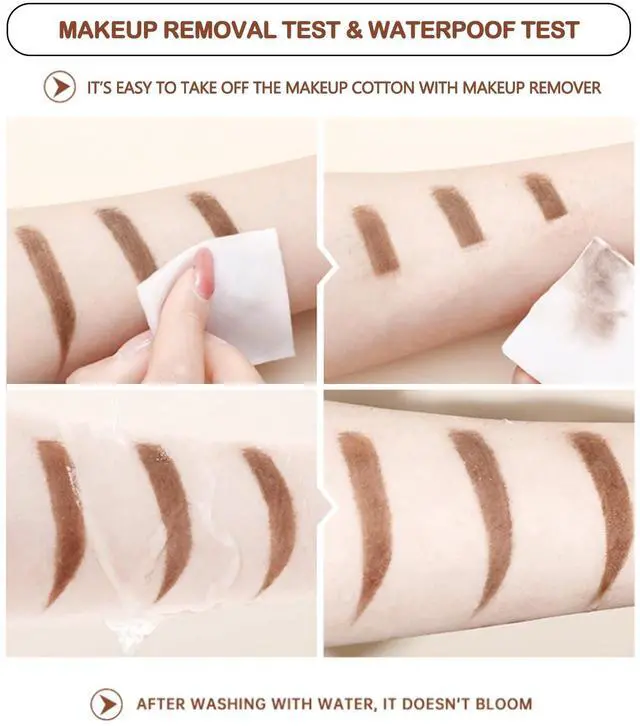 Alt view image 6 of 7 - 3Pcs Waterproof Eyebrow Pencil Dark Brown, Premium Eye Brow Pencil Brn with Spoolie Brush, Longwearing for Perfect Brows, Professional, Precision, Defines, Double-ended Eyebrow Pen for Women, O'CHEAL