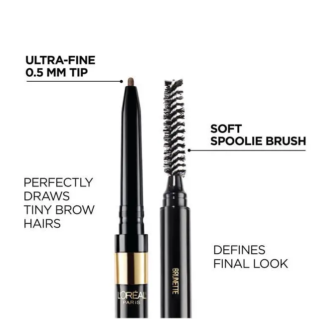 Alt view image 3 of 7 - Makeup Brow Stylist Definer Waterproof Eyebrow Pencil, Ultra-Fine Mechanical Pencil, Draws Tiny Brow Hairs and Fills in Sparse Areas and Gaps, Brunette, 0.003 Ounce (1 Count)