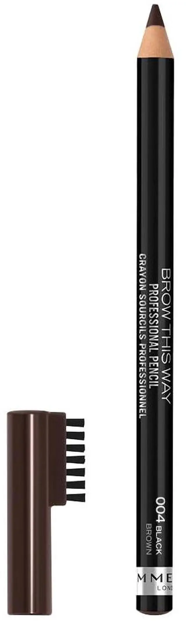Main image of London Brow This Way Professional Eyebrow Pencil, Long-Wearing, Highly-Pigmented, Built-In Brush, 004, Black Brown, 0.05oz