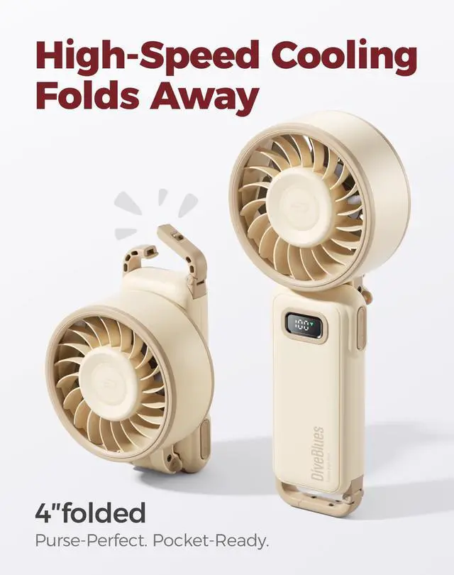 Alt view image 3 of 7 - Portable Handheld Fan D6036 Cream