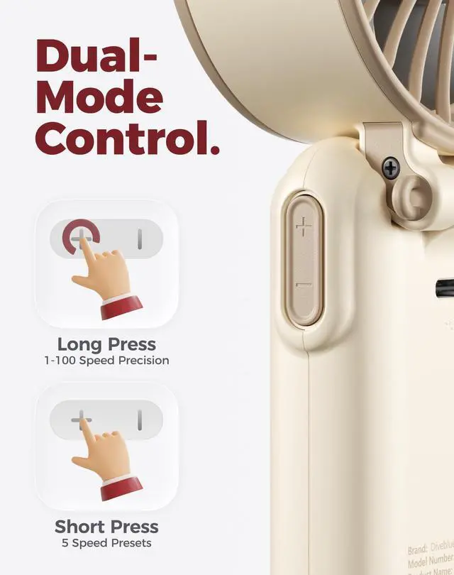 Alt view image 5 of 7 - Portable Handheld Fan D6036 Cream