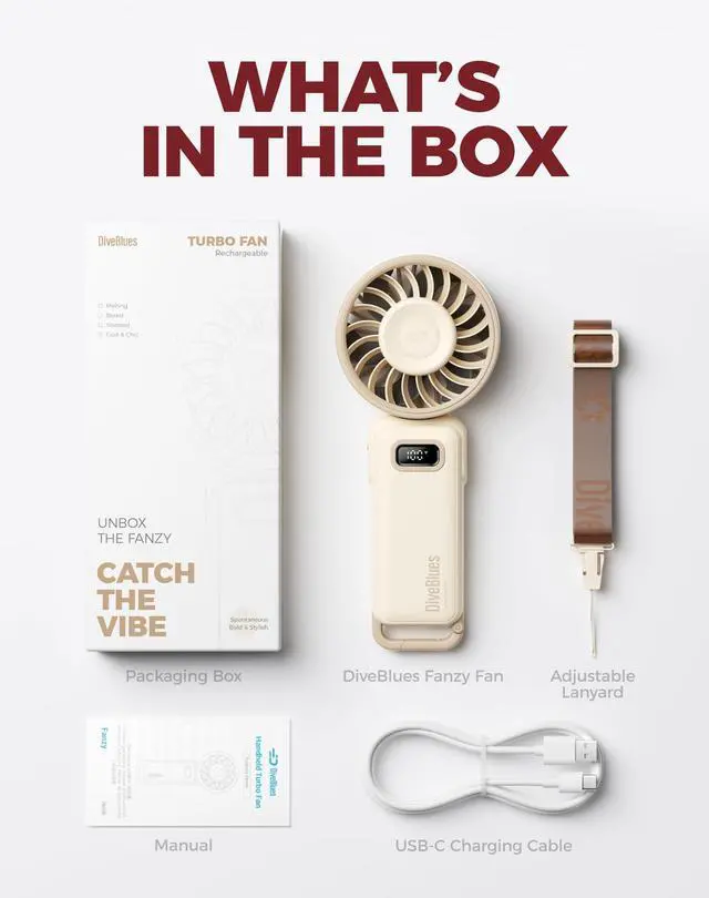 Alt view image 7 of 7 - Portable Handheld Fan D6036 Cream