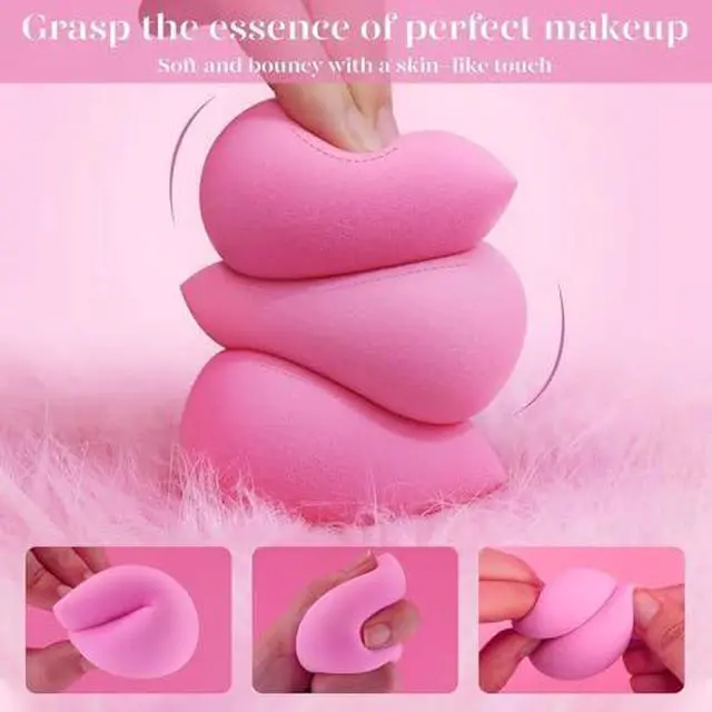 Alt view image 2 of 7 - Super Soft Makeup Sponge Set of 6, Makeup Sponges for Foundation, Liquid, Cream and Powder, Pink Beauty Sponge for Blending, 0 Latex Blender