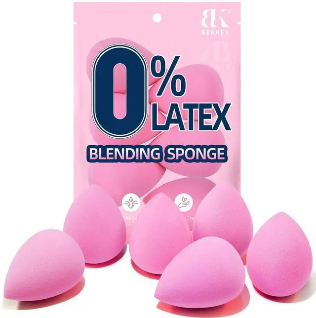 Main image of Super Soft Makeup Sponge Set of 6, Makeup Sponges for Foundation, Liquid, Cream and Powder, Pink Beauty Sponge for Blending, 0 Latex Blender