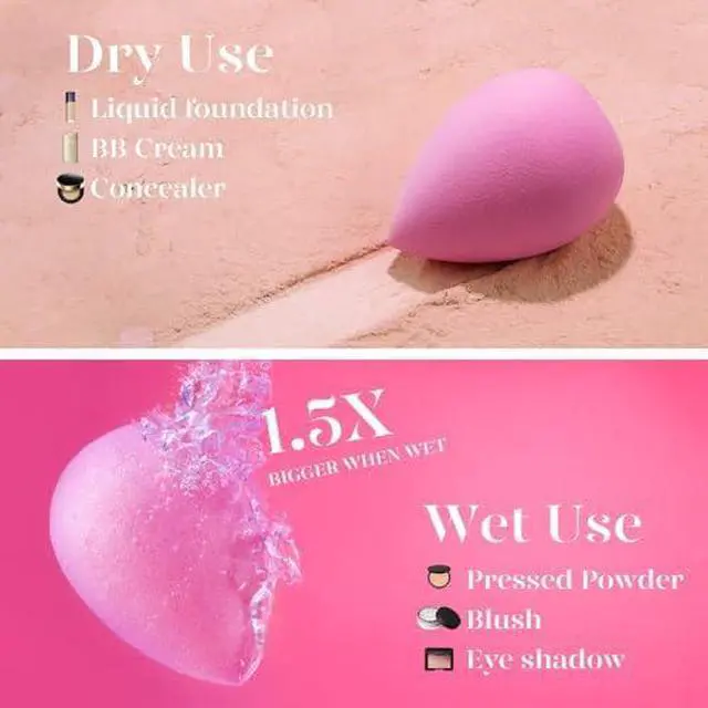 Alt view image 5 of 7 - Super Soft Makeup Sponge Set of 6, Makeup Sponges for Foundation, Liquid, Cream and Powder, Pink Beauty Sponge for Blending, 0 Latex Blender