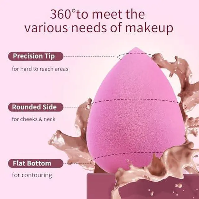 Alt view image 7 of 7 - Super Soft Makeup Sponge Set of 6, Makeup Sponges for Foundation, Liquid, Cream and Powder, Pink Beauty Sponge for Blending, 0 Latex Blender