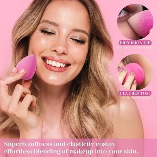 Alt view image 4 of 7 - Super Soft Makeup Sponge Set of 6, Makeup Sponges for Foundation, Liquid, Cream and Powder, Pink Beauty Sponge for Blending, 0 Latex Blender