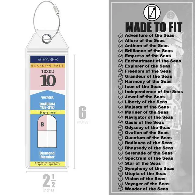 Alt view image 3 of 7 - Royal Caribbean Cruise Luggage Tag Holder (4 Pack) Fits All Royal Caribbean Ships, Durable Travel ID Holders for 2026-2027 Cruises, Clear Waterproof Cruise Essentials