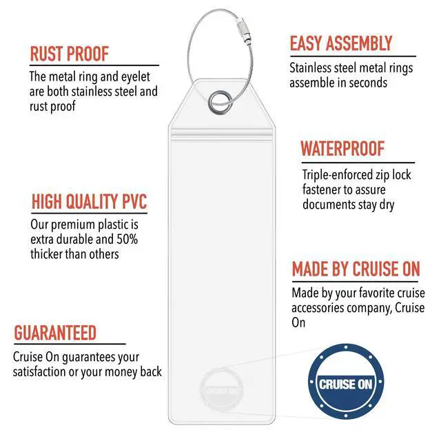 Alt view image 4 of 7 - Royal Caribbean Cruise Luggage Tag Holder (4 Pack) Fits All Royal Caribbean Ships, Durable Travel ID Holders for 2026-2027 Cruises, Clear Waterproof Cruise Essentials