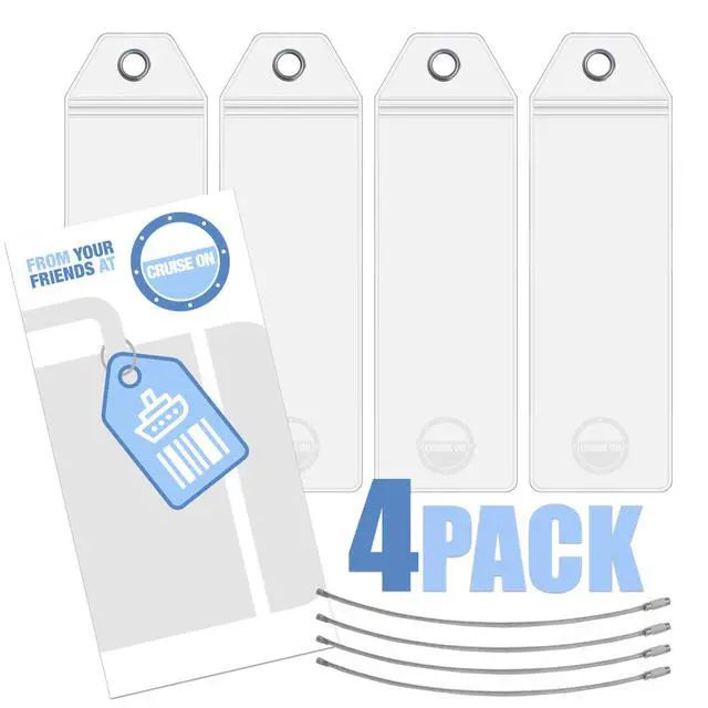 Alt view image 5 of 7 - Royal Caribbean Cruise Luggage Tag Holder (4 Pack) Fits All Royal Caribbean Ships, Durable Travel ID Holders for 2026-2027 Cruises, Clear Waterproof Cruise Essentials