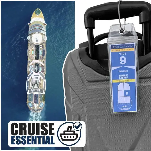 Alt view image 2 of 7 - Royal Caribbean Cruise Luggage Tag Holder (4 Pack) Fits All Royal Caribbean Ships, Durable Travel ID Holders for 2026-2027 Cruises, Clear Waterproof Cruise Essentials