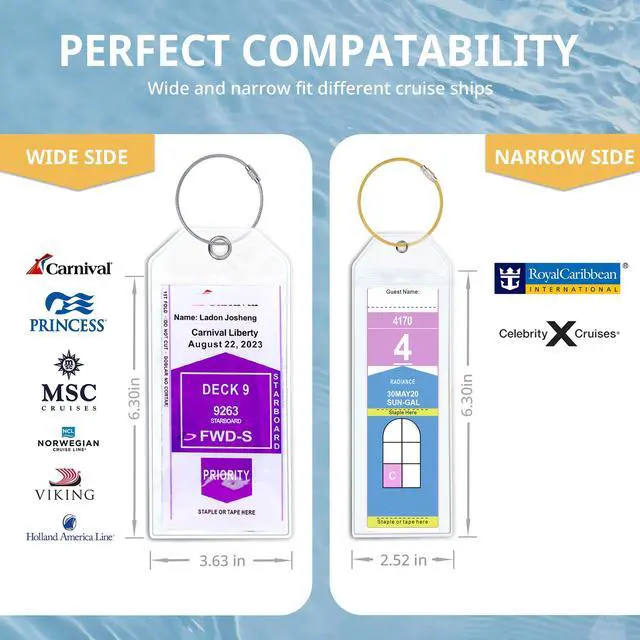 Alt view image 3 of 7 - Cruise Ship Essentials for Carnival, Princess, NCL, MSC by JOLLYANTS, Cruise Luggage Tag Holders, Cruise Must Haves Waterproof & Reusable