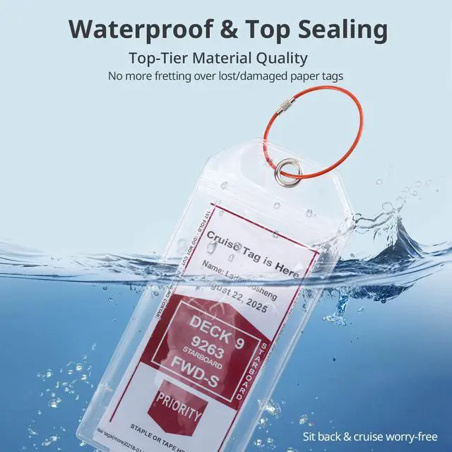 Alt view image 7 of 7 - Cruise Ship Essentials for Carnival, Princess, NCL, MSC by JOLLYANTS, Cruise Luggage Tag Holders, Cruise Must Haves Waterproof & Reusable