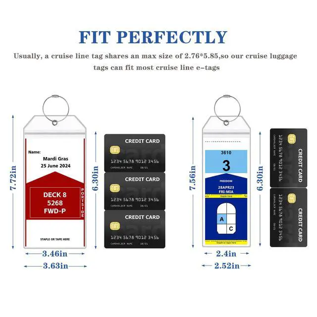 Alt view image 2 of 7 - 8 Pack Luggage Tags Travel Essentials & Cruise Essentials for NCL, Princess, Carnival, Royal Caribbean & Celebrity Cruise Ships by