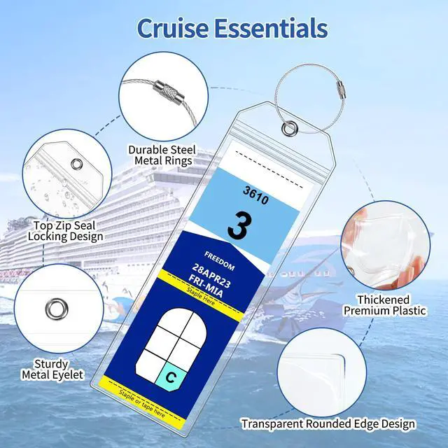 Alt view image 4 of 7 - 8 Pack Luggage Tags Travel Essentials & Cruise Essentials for NCL, Princess, Carnival, Royal Caribbean & Celebrity Cruise Ships by