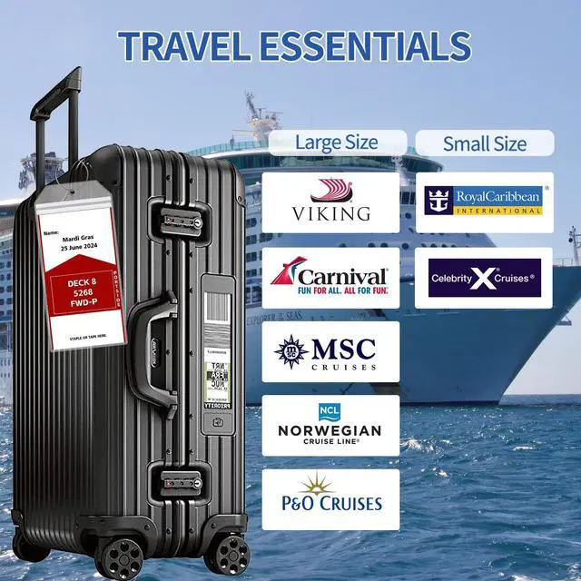 Alt view image 3 of 7 - 8 Pack Luggage Tags Travel Essentials & Cruise Essentials for NCL, Princess, Carnival, Royal Caribbean & Celebrity Cruise Ships by