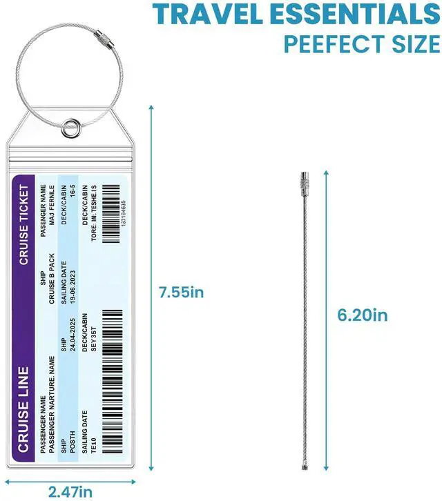 Alt view image 2 of 7 - Cruise Luggage Tag Holder for Royal Caribbean & Celebrity Ships, 6 Pack Waterproof Tag Holders & Durable Stainless Steel Keychain Loops, 2026-2027 Cruise Must Haves Travel Essentials