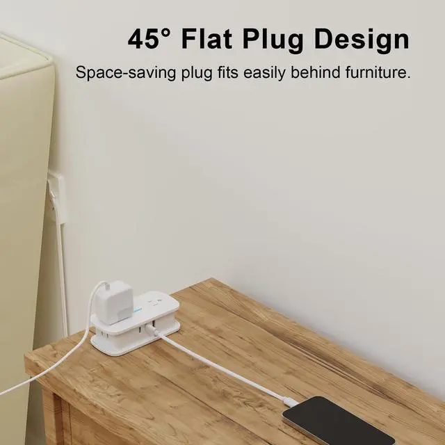 Alt view image 3 of 7 - Cruise Essentials 4-Ft Travel Power Strip with 4 Outlets and 3 USB Ports (2 USB C), Non Surge Protector for Cruise Ship, Travel Essentials, Home Office, ETL Listed, White