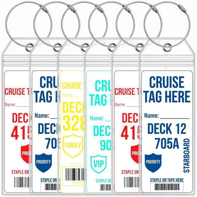 Main image of Cruise Luggage Tag Holder for Royal Caribbean & Celebrity Ships, 6 Pack Waterproof Tag Holders & Durable Stainless Steel Keychain Loops, 2026-2027 Cruise Must Haves Travel Essentials