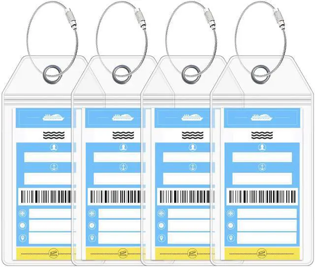 Main image of NCL Cruise Luggage Tag Holder (4 Pack) Fits Printed Norwegian Ship Tags 2026 & 2027 Cruise Essentials Clear, Durable & Waterproof Luggage Tags for Smooth Sailing