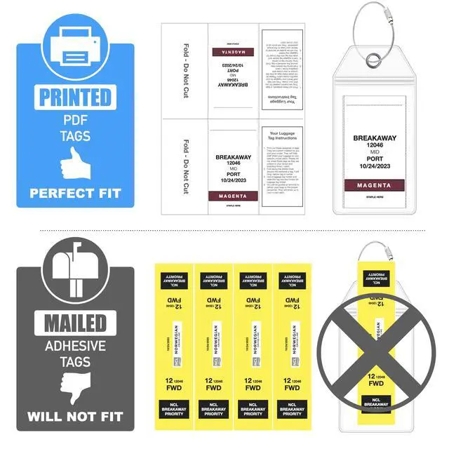 Alt view image 2 of 7 - NCL Cruise Luggage Tag Holder (4 Pack) Fits Printed Norwegian Ship Tags 2026 & 2027 Cruise Essentials Clear, Durable & Waterproof Luggage Tags for Smooth Sailing