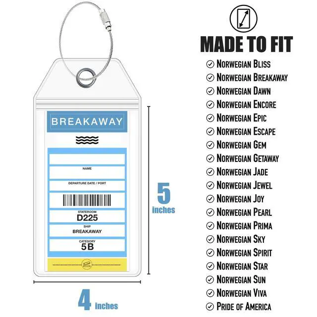 Alt view image 5 of 7 - NCL Cruise Luggage Tag Holder (4 Pack) Fits Printed Norwegian Ship Tags 2026 & 2027 Cruise Essentials Clear, Durable & Waterproof Luggage Tags for Smooth Sailing