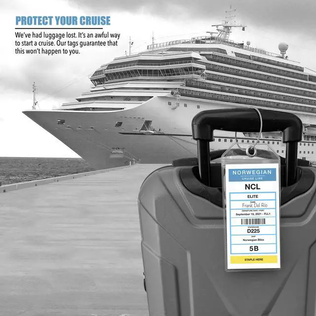 Alt view image 6 of 7 - NCL Cruise Luggage Tag Holder (4 Pack) Fits Printed Norwegian Ship Tags 2026 & 2027 Cruise Essentials Clear, Durable & Waterproof Luggage Tags for Smooth Sailing