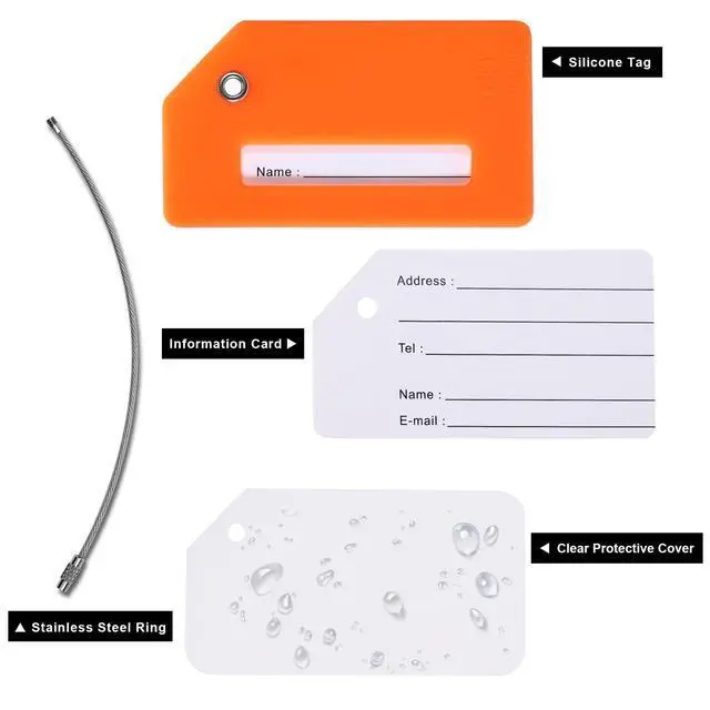 Alt view image 7 of 7 - 8 Pack Silicone Luggage Tags for Suitcases, TSA Approved, Privacy Protection Suitcase Bag Tag with Stainless Loop, Plane Travel Essentials by Gostwo, Mixed Color