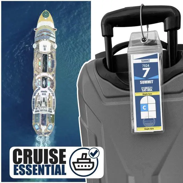 Alt view image 2 of 7 - Celebrity Cruise Luggage Tag Holder (4 Pack) Fits All Celebrity Ships & Tags, Clear Travel Essentials for 2026-2027, Durable Waterproof Cruise Ship Accessories